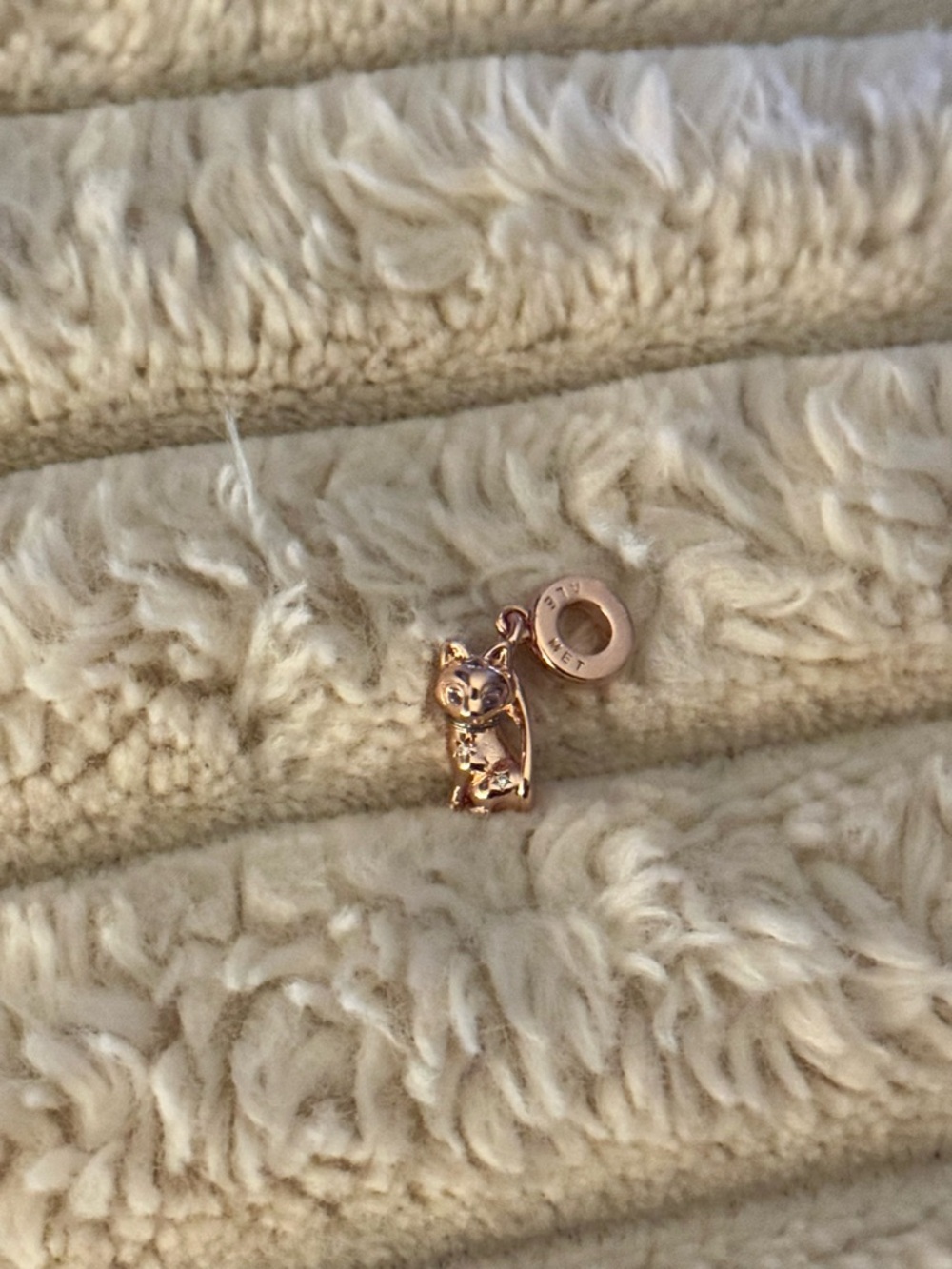 Rose Gold Cat Dangle Charm Pandora